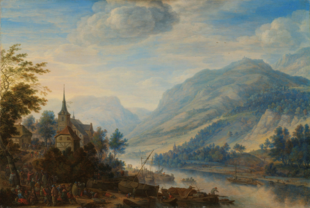 View of the Rhine near Rheineck Castle, 1654 (oil on panel)