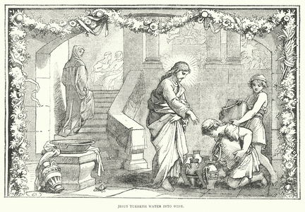 Jesus turneth Water into Wine (engraving)