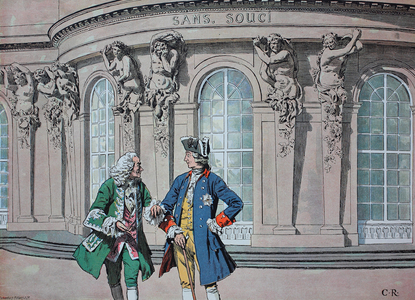 Frederick the Great, Frederick II 1712-1786 and Voltaire in Sanssouci, Potsdam, Germany, Historic