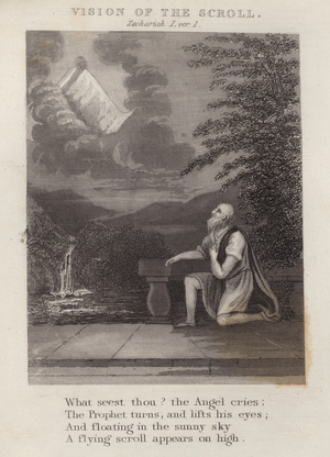 Vision of the Scroll, Zachariah I, ver 1 (engraving)