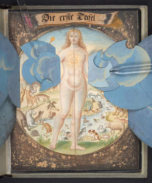 Tables representing man in three different states, 1717 (manuscript)