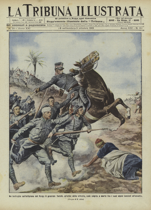 Battle on the plateau of Merg, Cyrenaica (colour litho)