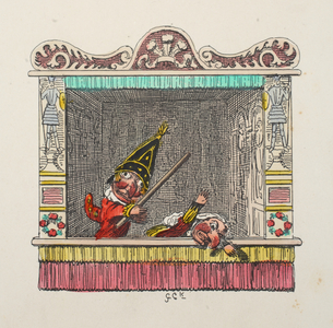 Punch and Judy from  Punch and Judy  pub. 1827 (hand coloured engraving)