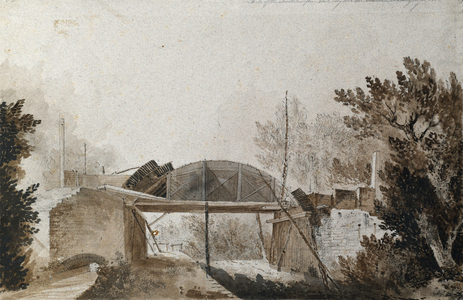Arch of the Southampton Railway over the Chelsea Road, 1835 (pen with wash on paper)