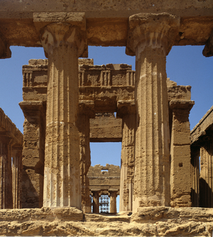 Greek art : East side - Detail - Temple of Concordia, Agrigento, Italy