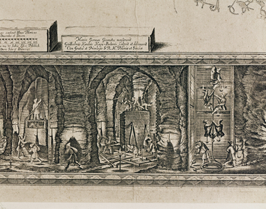 The saltmines of Wieliczka near Cracow produced roughly one third of the Polish kings' income … (engraving)