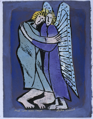 Jacob Fights with the Angel (ink on paper)