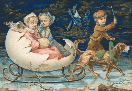 Victorian Christmas Sleigh Scene, c.1890 (chromolithograph)