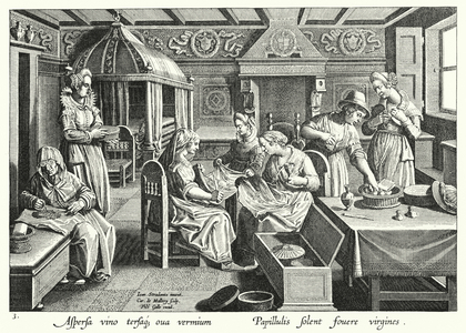 The handling of the eggs of silkworms (engraving)