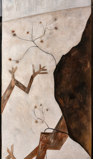 Spring, screen divided in 5 panels, detail, 1927-28 (oil painting on canvas)