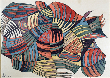 Memories of Castelmola, 1963 (coloured ink on canvas paper)