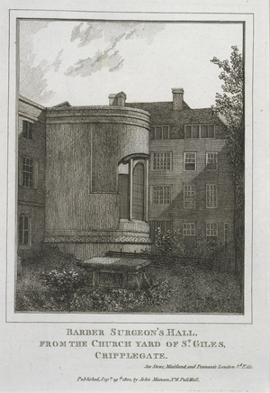 Barber Surgeon's Hall, from the church yard of St.Giles, Cripplegate