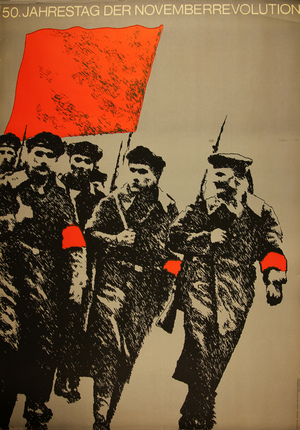 50th Anniversary of the November Revolution. (50. Jahrestag der Novemberrevolution), 1968 (colour litho)