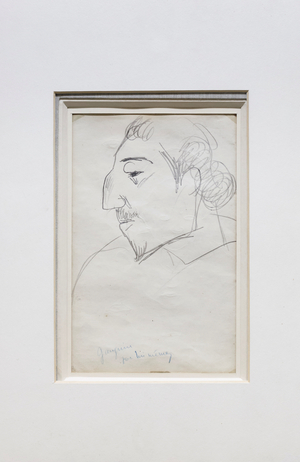 The artist's profile, Paul Gauguin, pencil drawing, Jahan Nama museum and gallery, Niavaran palace complex, Tehran, Iran