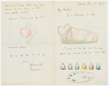 Letter to the artist's granddaughter Angela Thirkell (pencil on paper)