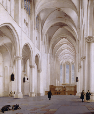 The Interior of the Church of St Catherine, Utrecht (oil on oak panel)