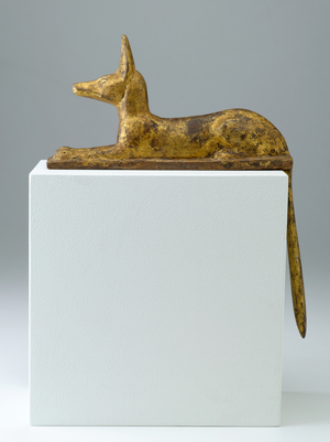 Anubis in the Form of a Reclining Jackal, 26th-25th Dynasty, Late Period, 715-525 BC (wood with gesso and gilding)