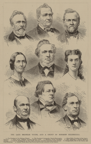 The Late Brigham Young, and a Group of Mormon Celebrities (engraving)