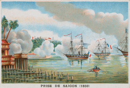 Capture of Saigon by the French, 1859 (chromolitho)