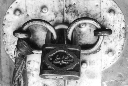 A lock of a monastery/temple door, Zoige, Sichuan province, China, Apr 2002