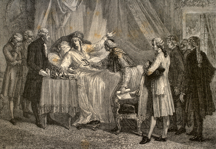 Honore Gabriel Riquetti (1749-1791). Comte de Mirabeau.  Death of comte de Mirabeau (engraving)
