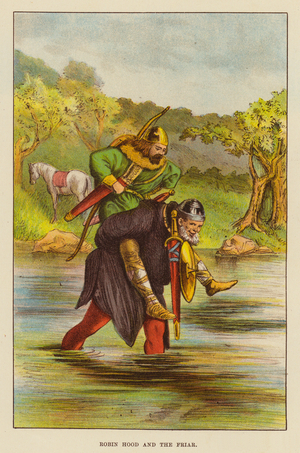 Robin Hood and the Friar (colour litho)