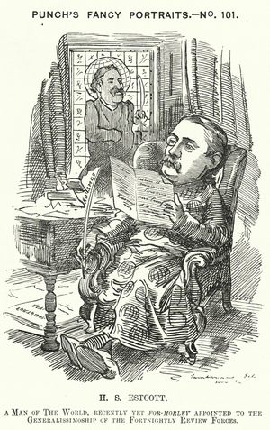 Punch cartoon: Thomas Hay Sweet Estcott, English journalist and editor (engraving)