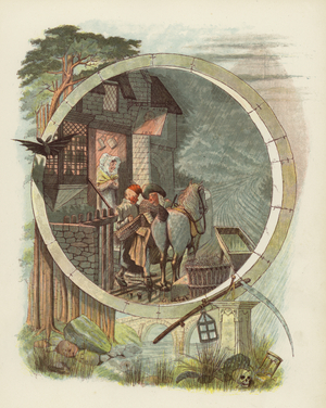 Illustration for Tam O'Shanter by Robert Burns (colour litho)