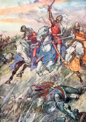 'They Rushed into the Fray like Madmen Bent upon sudden Death' (colour litho)