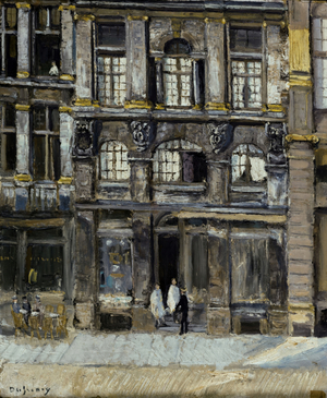 House occupied by Victor Hugo on the Grand' Place in Brussels in 1851 and 1852, circa 1933 (oil on cardboard)