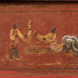 A George II Red & Gilt-Japanned Secretaire Cabinet,  c.1730 (japanned wood)