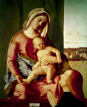 The Madonna and Child with a Donor (on panel)