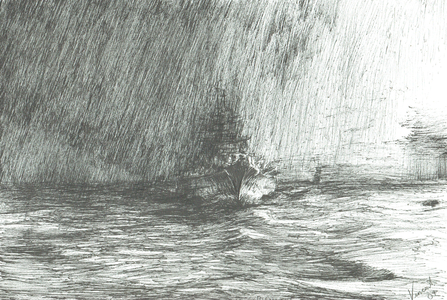 Tirpitz in Arctic waters 1943, 2009 (ink on paper)