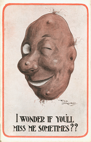 Face of an ugly man (colour litho)