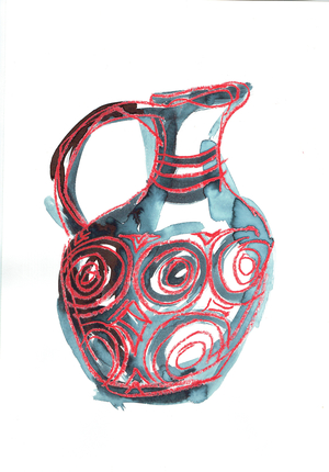 Vessel IV, 2016 (oil pastel & fabric dye on paper)