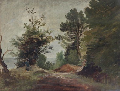 Woodland Scene (oil on paper)