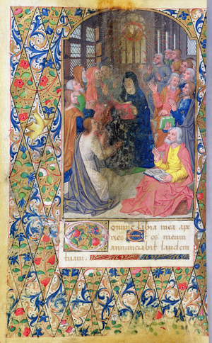 Ms 82/1400 fol.54v Pentecost, from the 'Heures de Seguier' (vellum)