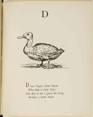 Duck Illustrations and verse from Nonsense Alphabets by Edward Lear.