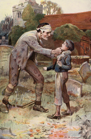 Illustration for Great Expectations by Charles Dickens (colour litho)