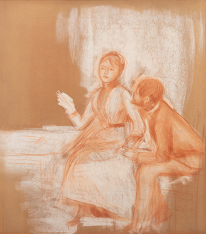 The Lovers, 1885(sanguine and white chalk on paper laid down on canvas)