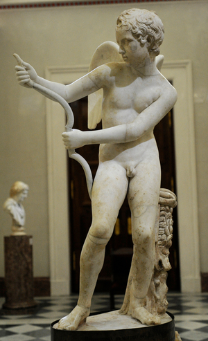 Eros drawing his bow. Marble. Roman work. 2nd century AD.