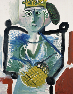Woman Sitting with the Epiphany Cake; Femme Assise a la Galette des Rois, 1965 (oil on canvas)