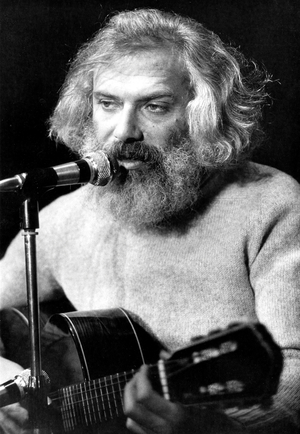 French Singer Georges Moustaki during Rehearsal Before Concert in Paris November 12, 1974 (b/w photo)