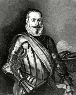 Pedro de Valdivia Spanish conquistador (engraving)