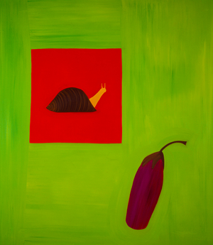 Snail and Aubergine, 1998 (oil on linen)