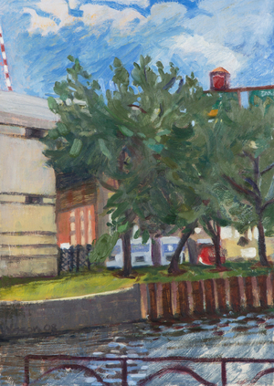 Chicago River at Erie St, 2008 (oil on canvas)