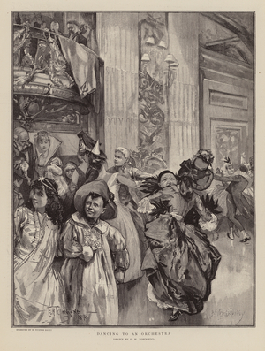 Dancing to an orchestra (engraving)