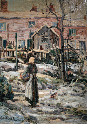 Snow in Swansea, 1931 (oil on board)