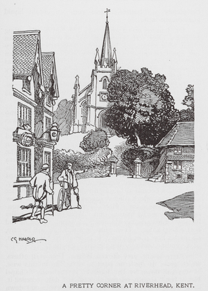A Pretty Corner at Riverhead, Kent (litho)