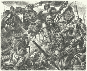 Death of Peter of Castile at the hands of Henry of Trastamara, 1369 (engraving)